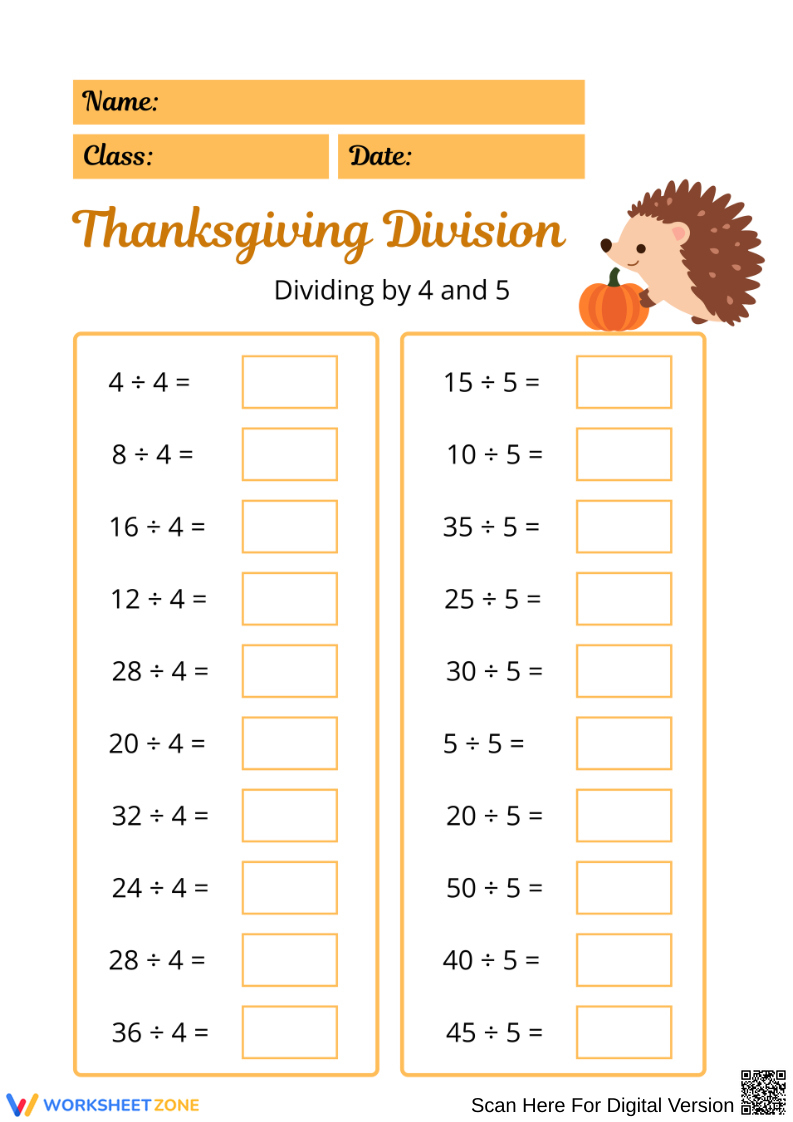 Thanksgiving Division Worksheets &amp;amp; Printable | Division Thanksgiving Worksheets