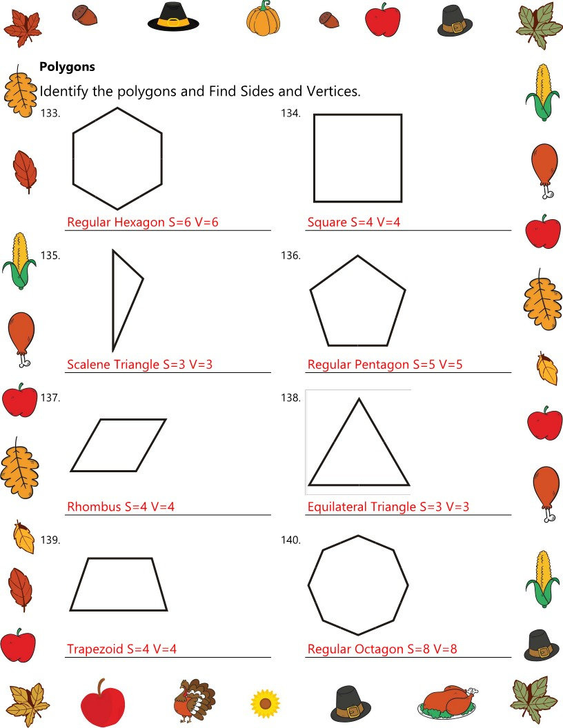 Thanksgiving Geometry Worksheet: Angles, Area, Volume (No Prep) - Etsy | Thanksgiving Geometry Worksheet