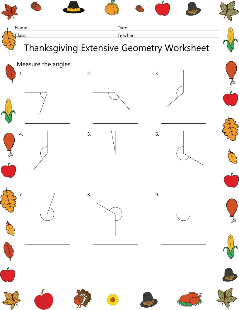 Thanksgiving Geometry Worksheet: Angles, Area, Volume (No Prep) - Etsy | Thanksgiving Geometry Worksheet