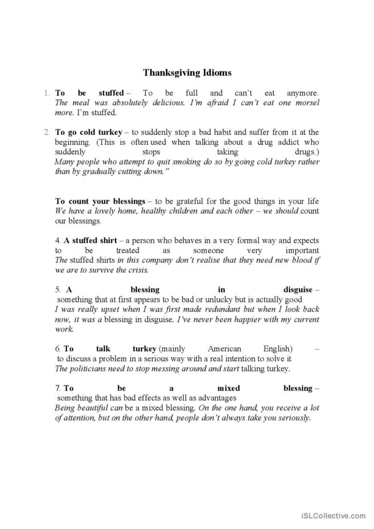 thanksgiving idioms english esl worksheets pdf doc thanksgiving idioms worksheet Thanksgiving Idioms: English Esl Worksheets Pdf & Doc | Thanksgiving Idioms Worksheet