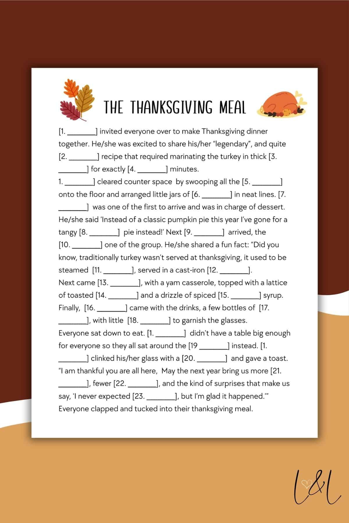 Thanksgiving Mad Libs Style Free Printable - Love &amp;amp; Laugh Games | Thanksgiving Mad Libs Worksheets