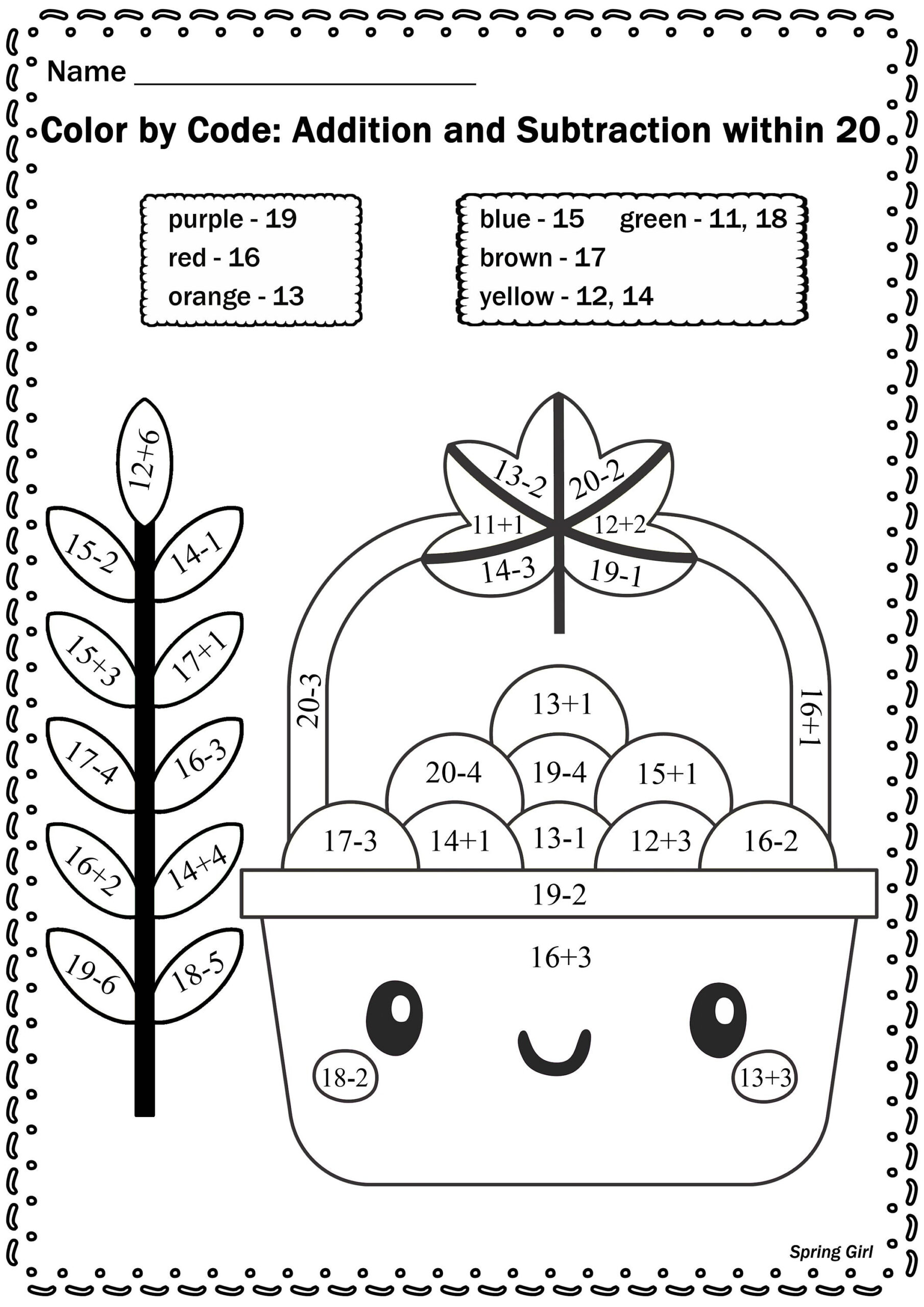 Thanksgiving Math: Colorcode Worksheets - Etsy | Thanksgiving Code Worksheet