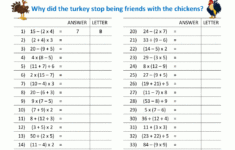 Thanksgiving 5th Grade Math Worksheets