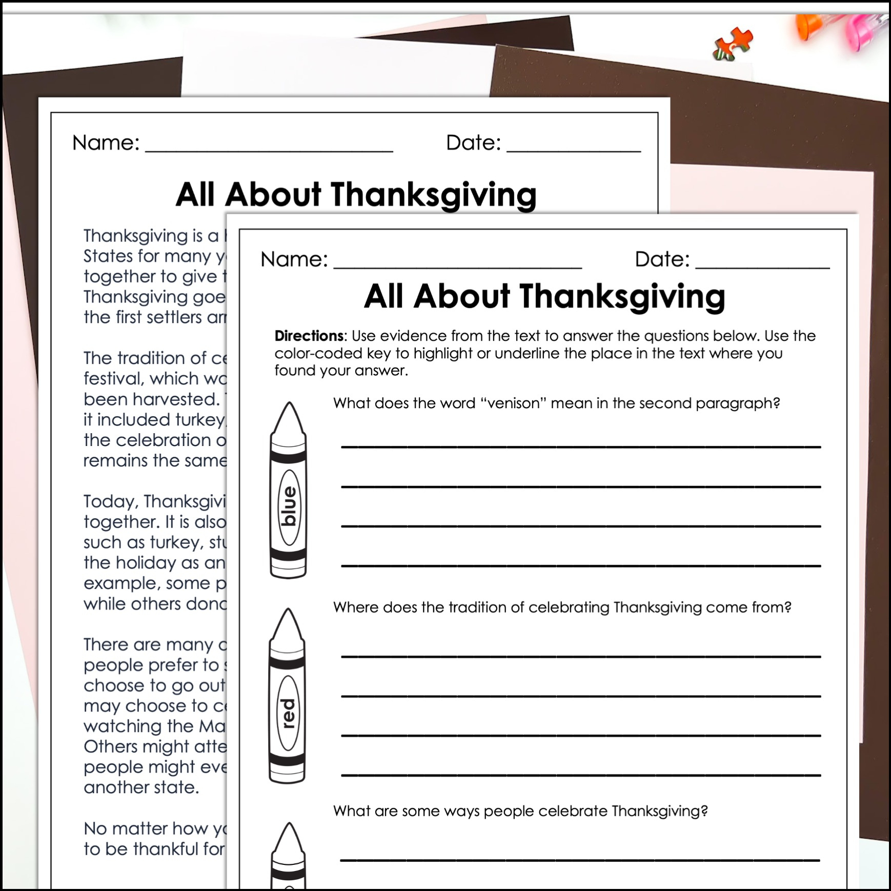 Thanksgiving Math Worksheet Alternatives | Fraction Turkey | Thanksgiving Worksheets For 5th Grade