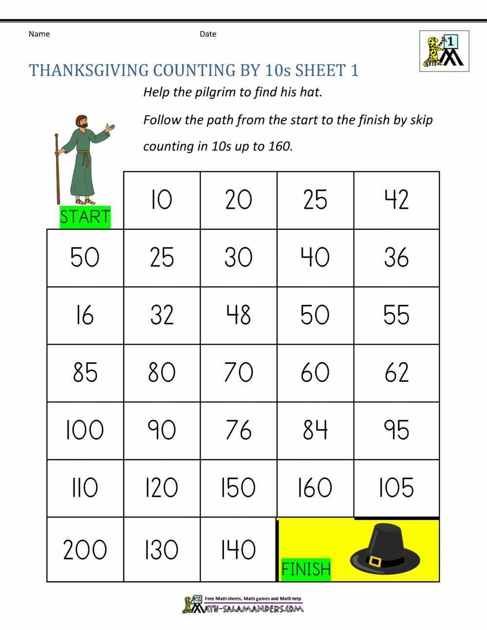 Thanksgiving Math Worksheets 2Nd Grade | Thanksgiving Skip Counting Worksheets