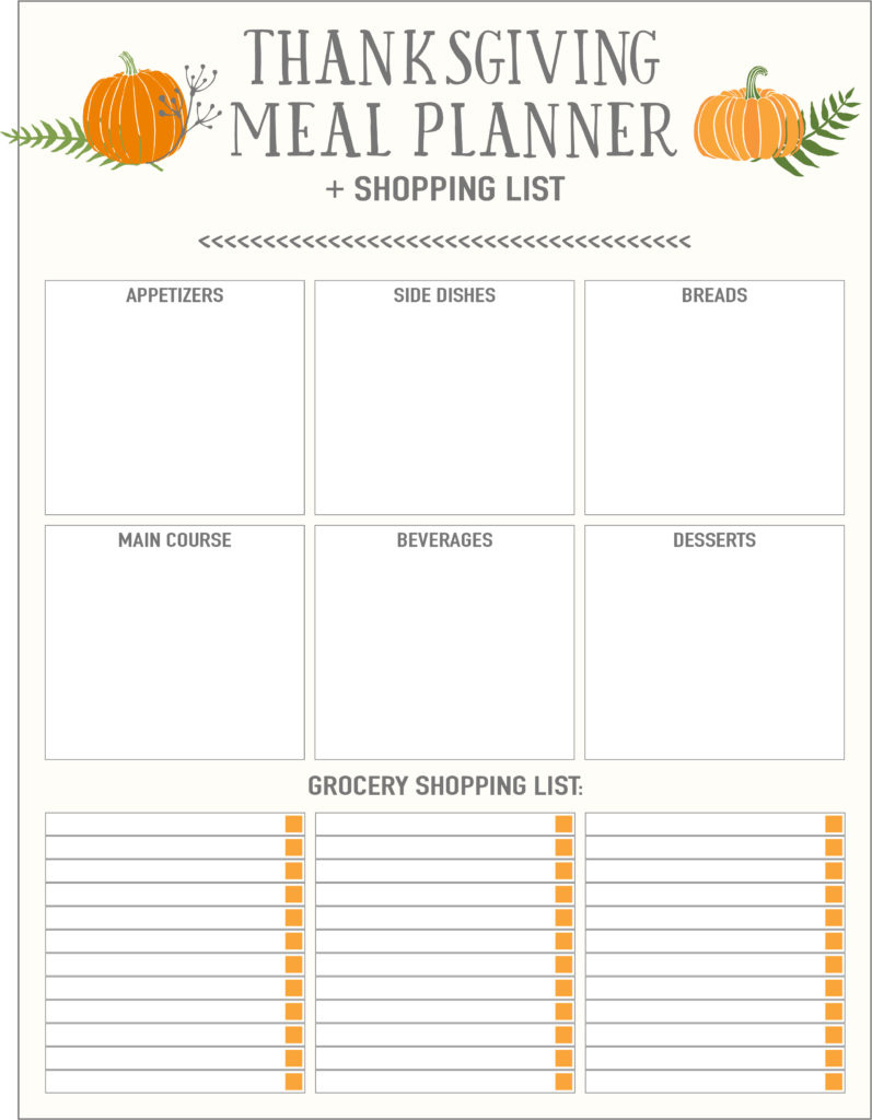 Thanksgiving Meal Planners &amp;amp; Shopping List Printables - Free | Thanksgiving Menu Worksheet