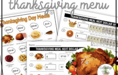 Thanksgiving Menu Math Worksheets