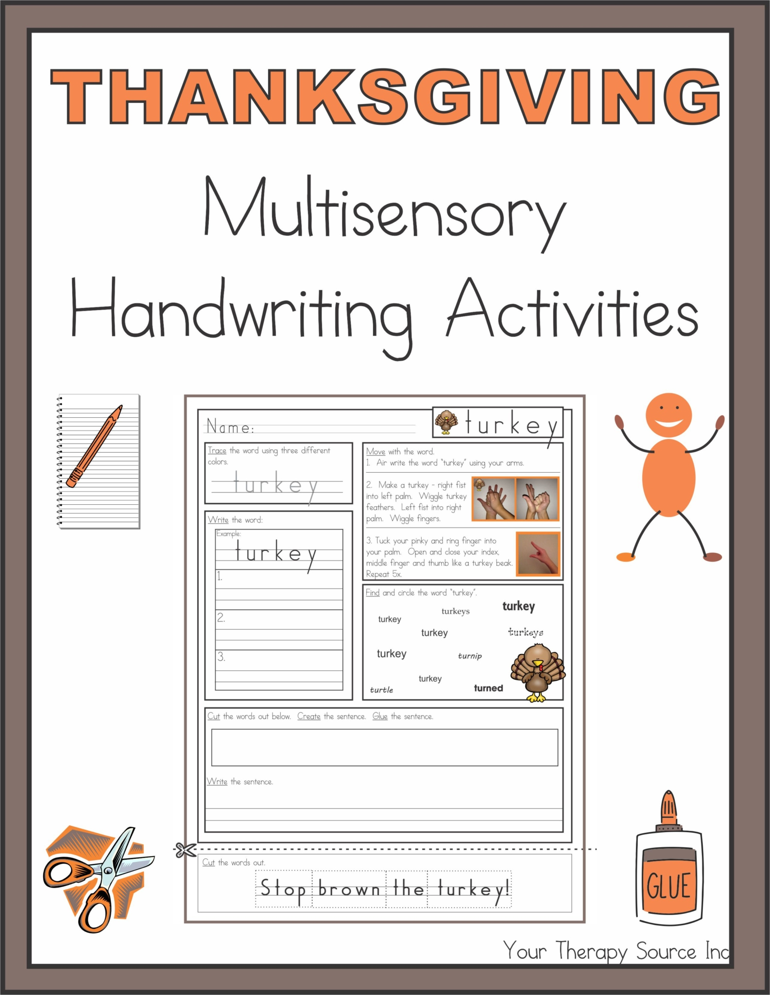 Thanksgiving Multisensory Handwriting Activities - Your Therapy Source | Thanksgiving Handwriting Worksheets