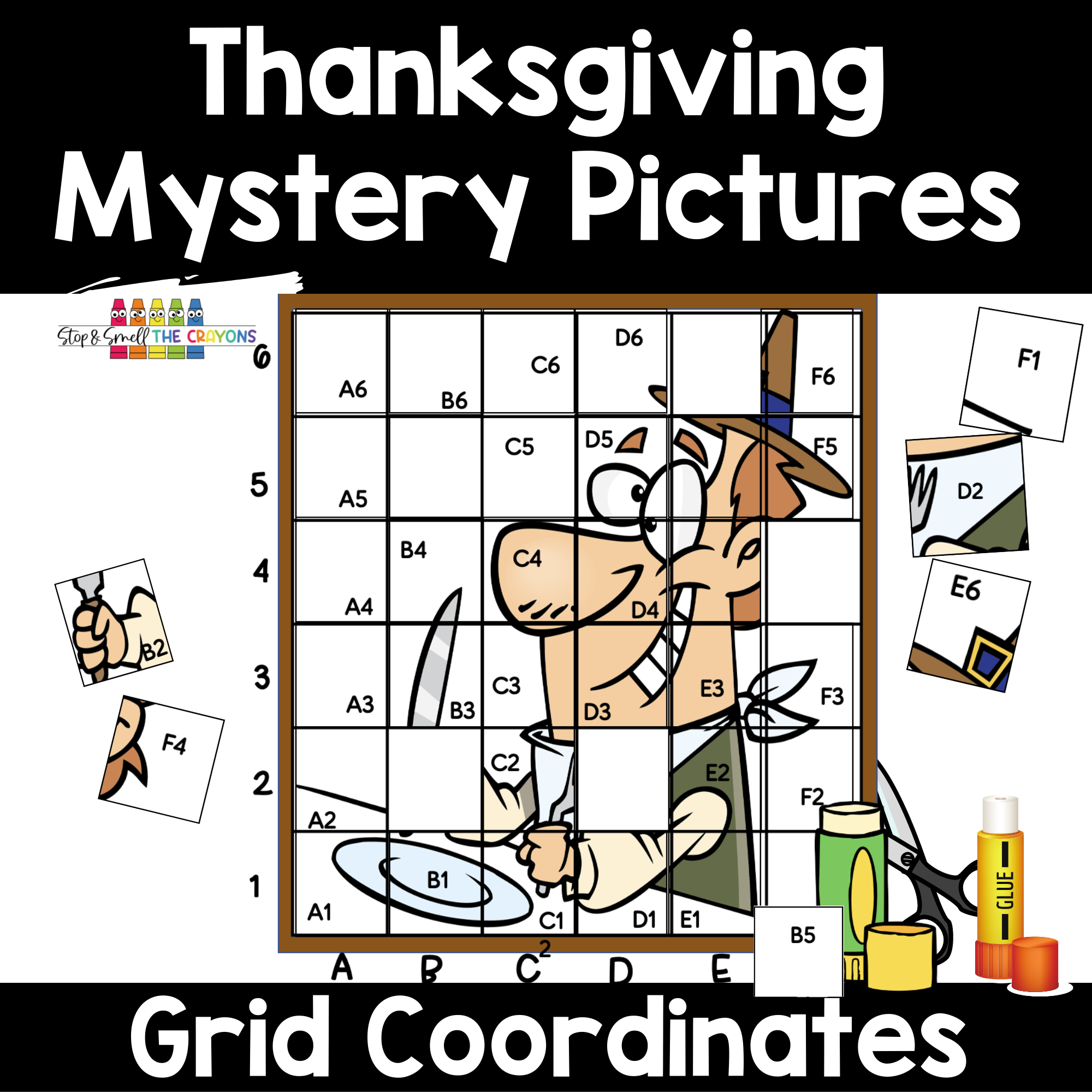 Thanksgiving Mystery Picture Math Craft | Thanksgiving Mystery Math Picture Worksheet