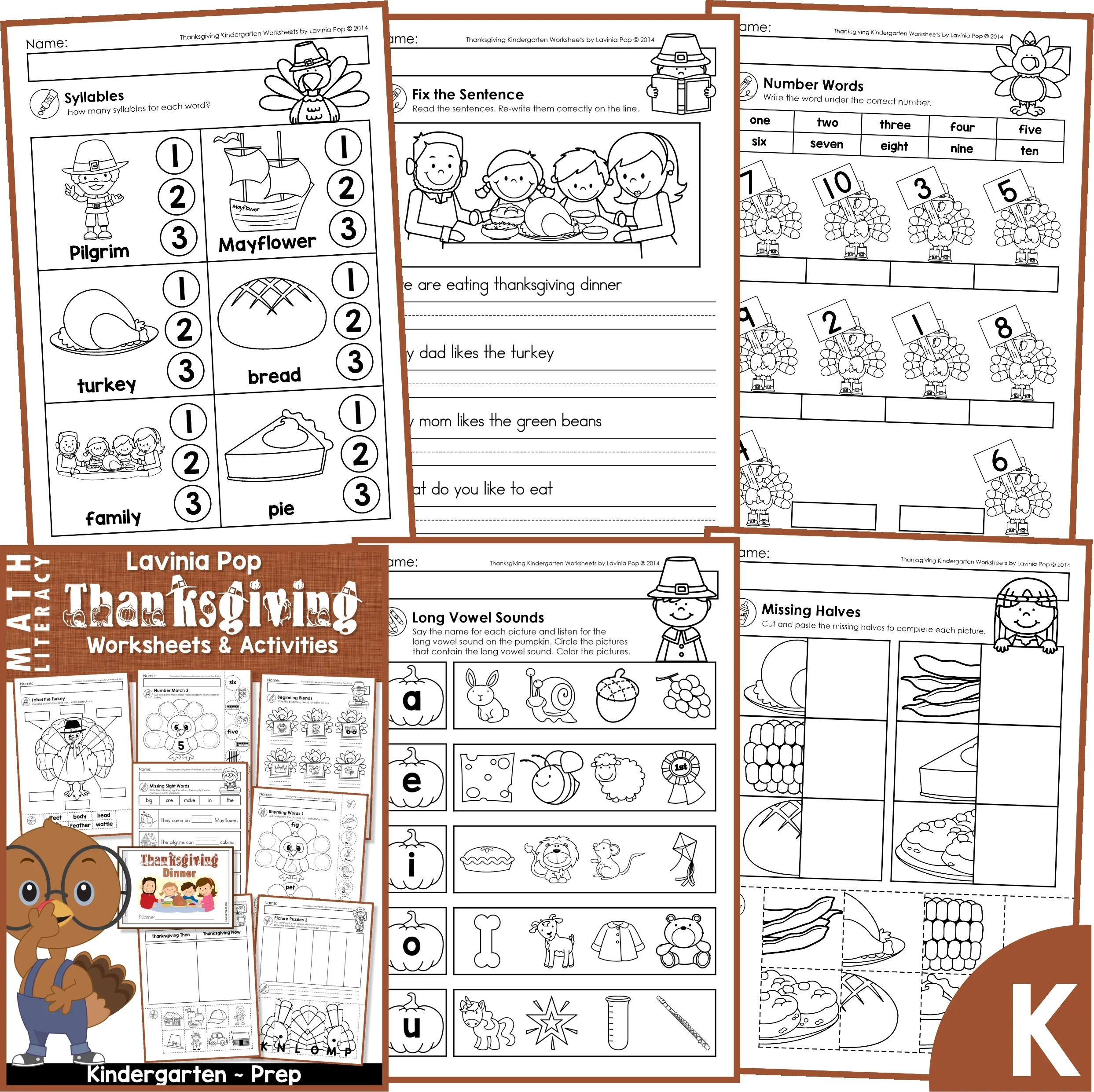 Thanksgiving No Prep Math &amp;amp;Amp; Literacy Worksheets For | Super Teacher Worksheets Thanksgiving