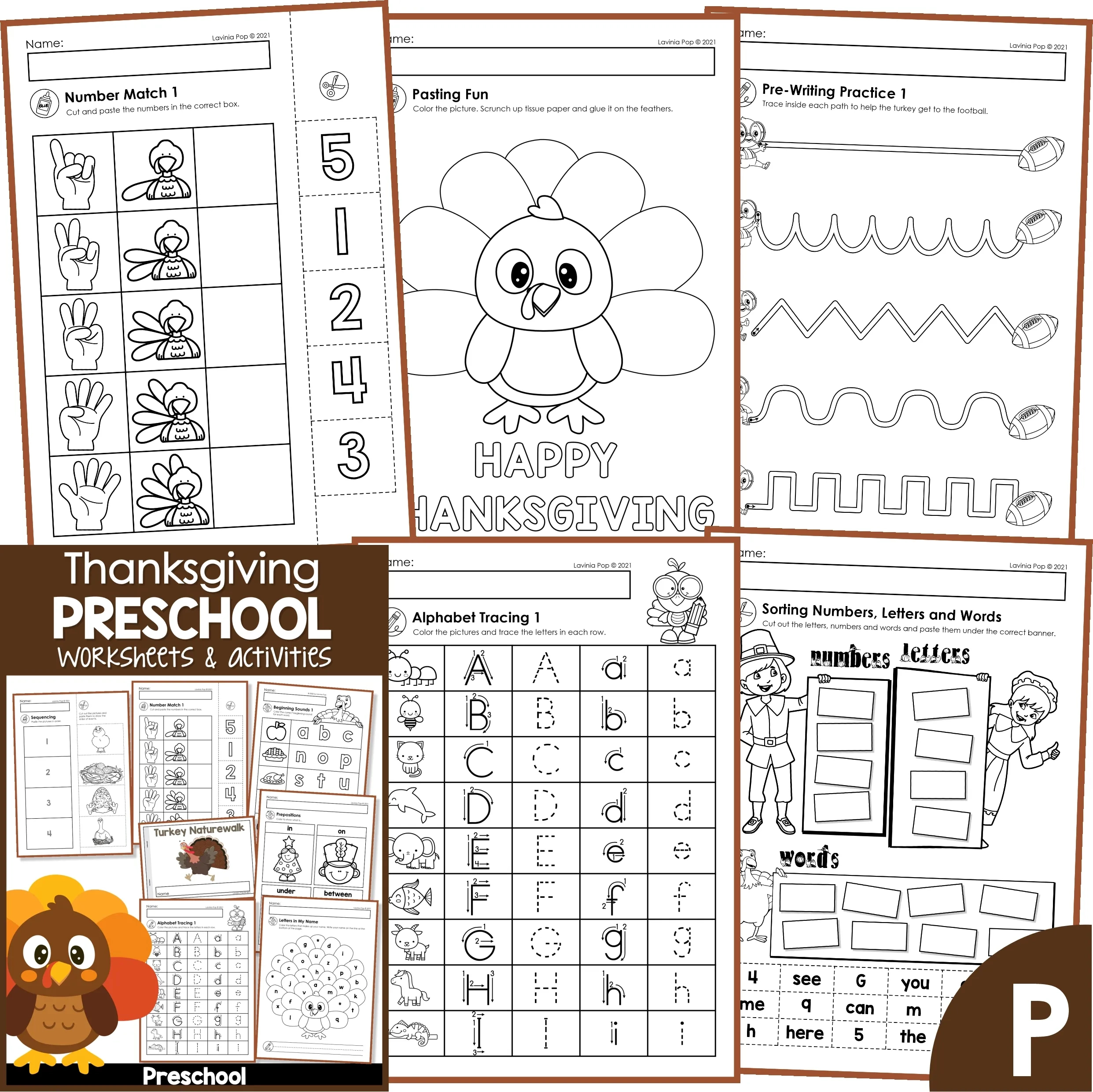 Thanksgiving No Prep Preschool Worksheets &amp;amp; Activities - In My World | Thanksgiving Letter Worksheets