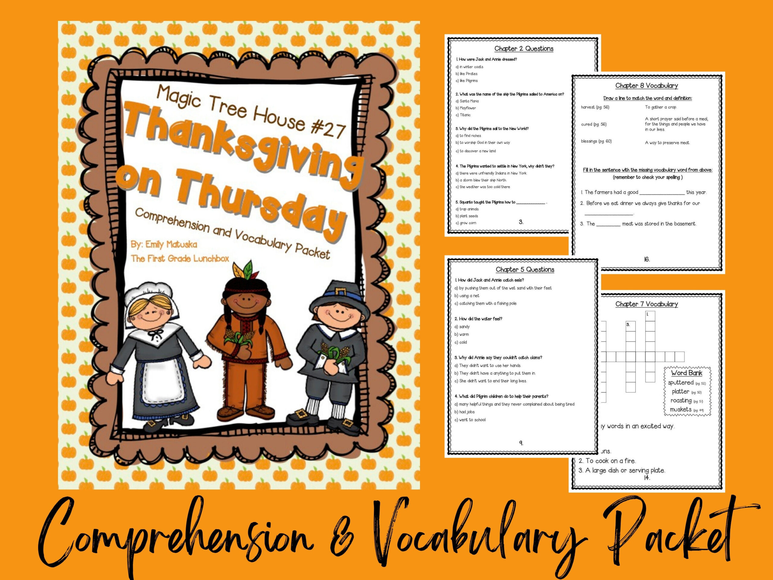 Thanksgiving On Thursday: Comprehension And Vocabulary Packet | Thanksgiving On Thursday Worksheets