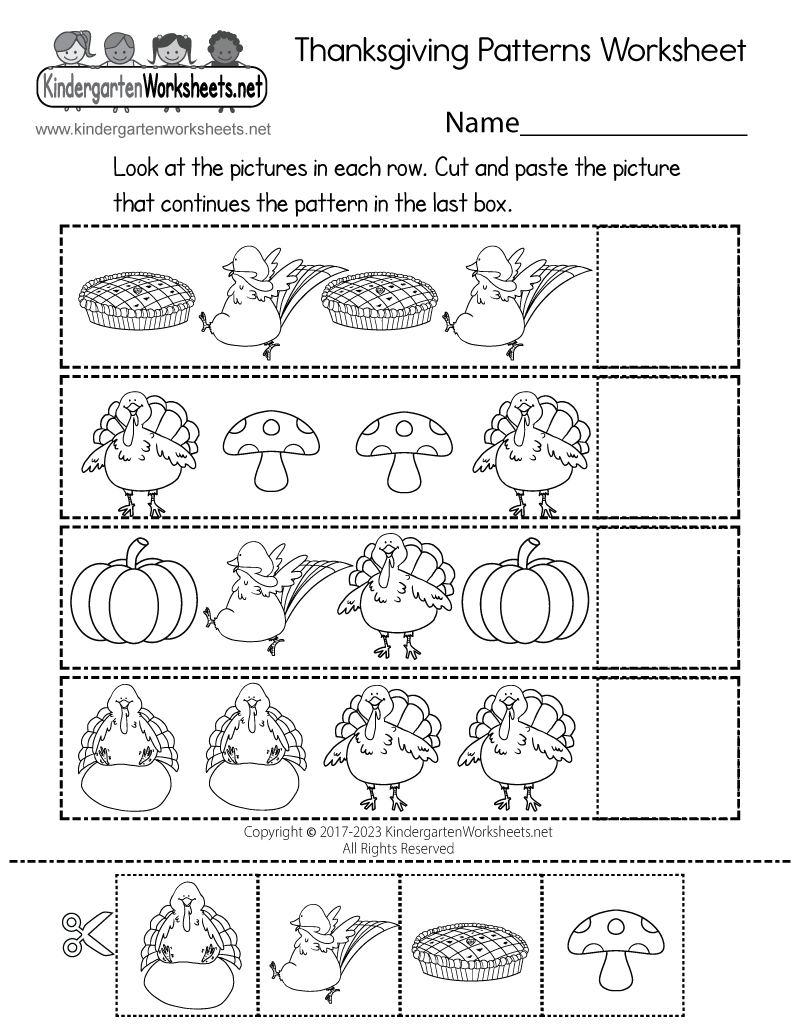 Thanksgiving Patterns Worksheet - Free Printable, Digital, &amp;amp; Pdf | Free Printable Kindergarten Thanksgiving Worksheet