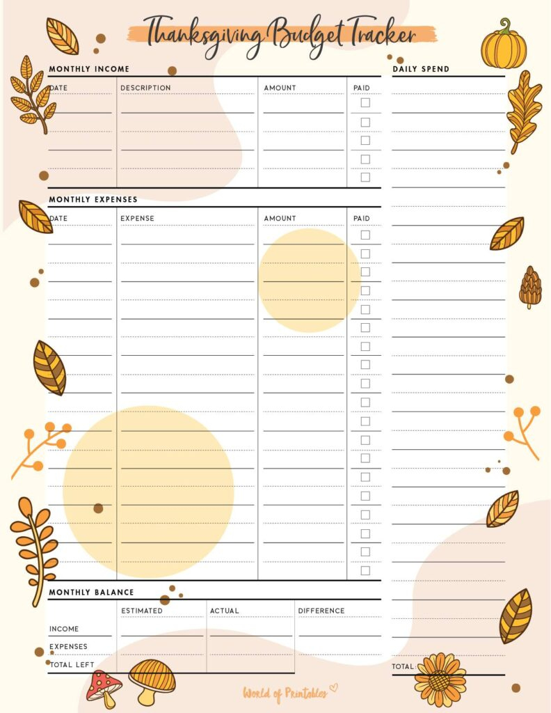 Thanksgiving Planner - Free 60 Page Planner That&amp;#039;S Perfect For | Thanksgiving Budget Worksheet