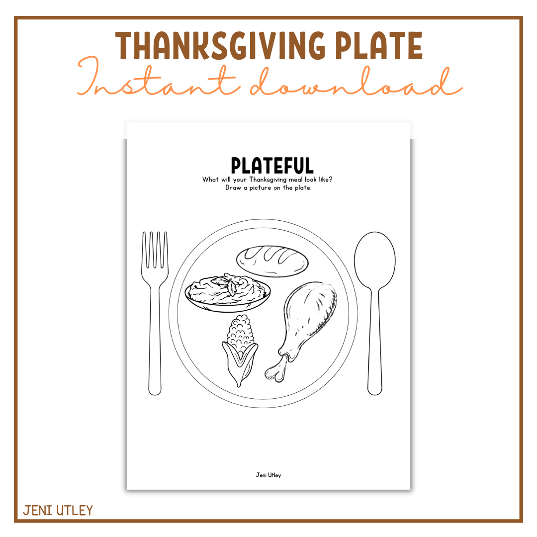 Thanksgiving Plate | Store | Jeni Utley | Thanksgiving Plate Worksheet