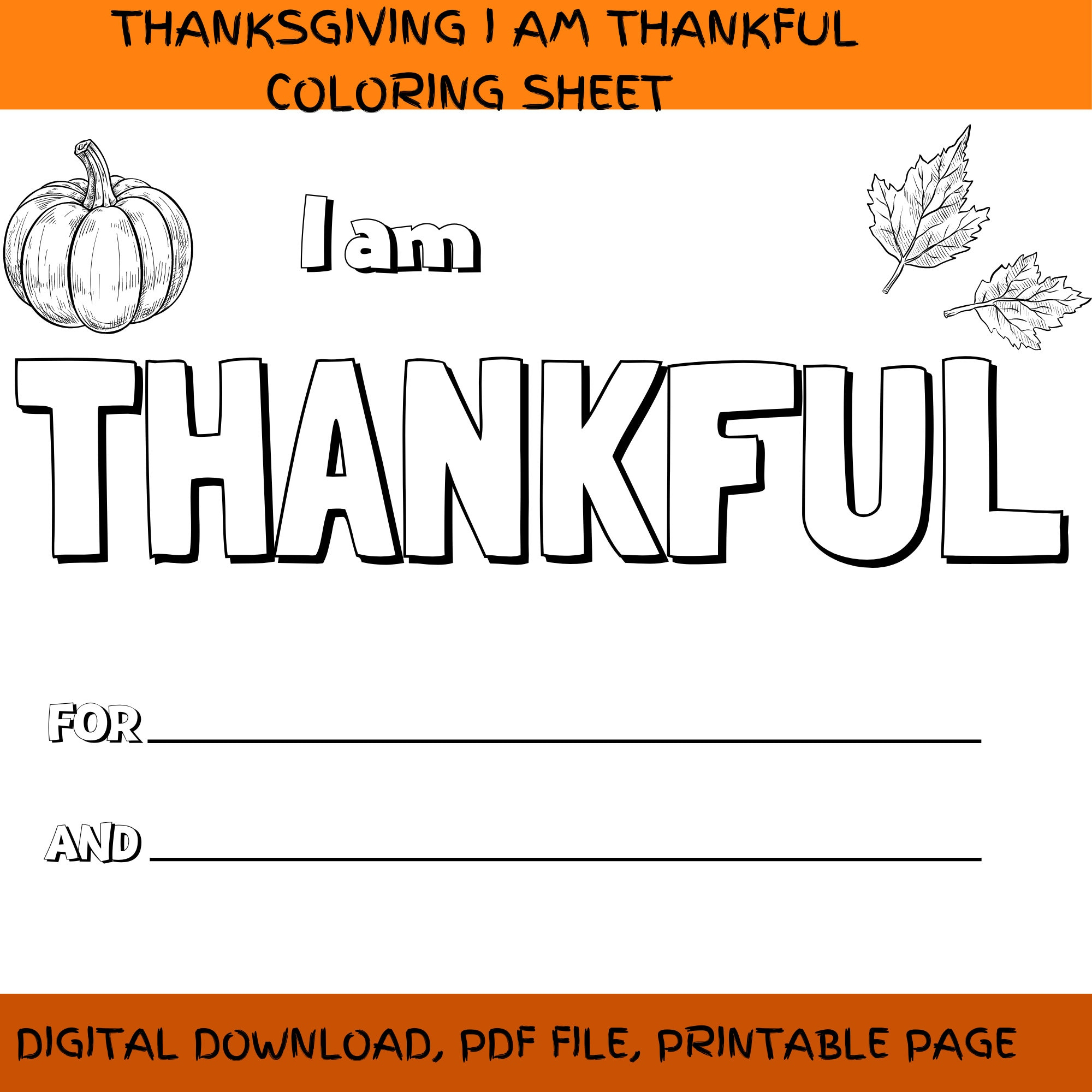 Thanksgiving Printable For Kids, I Am Thankful For Printable | I Am Thankful For Thanksgiving Worksheet