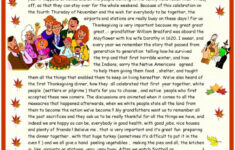 Free Thanksgiving Reading Comprehension Worksheets