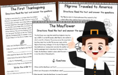 First Thanksgiving Reading Comprehension Worksheet