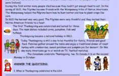 Thanksgiving Reading Comprehension Worksheet | Thanksgiving Reading Comprehension Worksheet