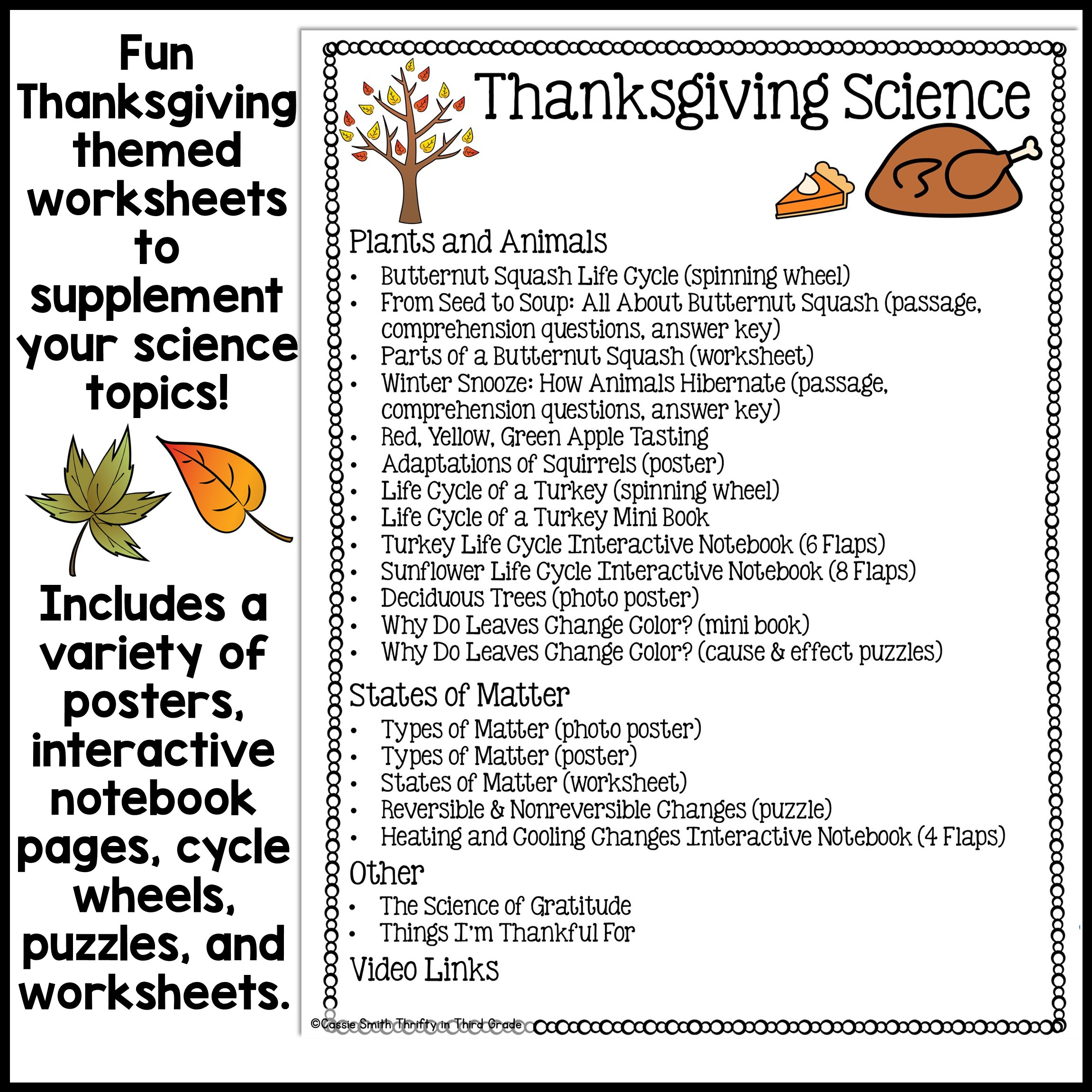Thanksgiving Science Worksheets No Prep Acitivities - Thrifty In | Thanksgiving Science Worksheets Free