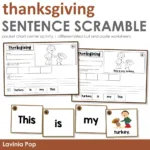 Thanksgiving Sentence Scramble With Cut And Paste Worksheets – In | Free Thanksgiving Cut And Paste Worksheets