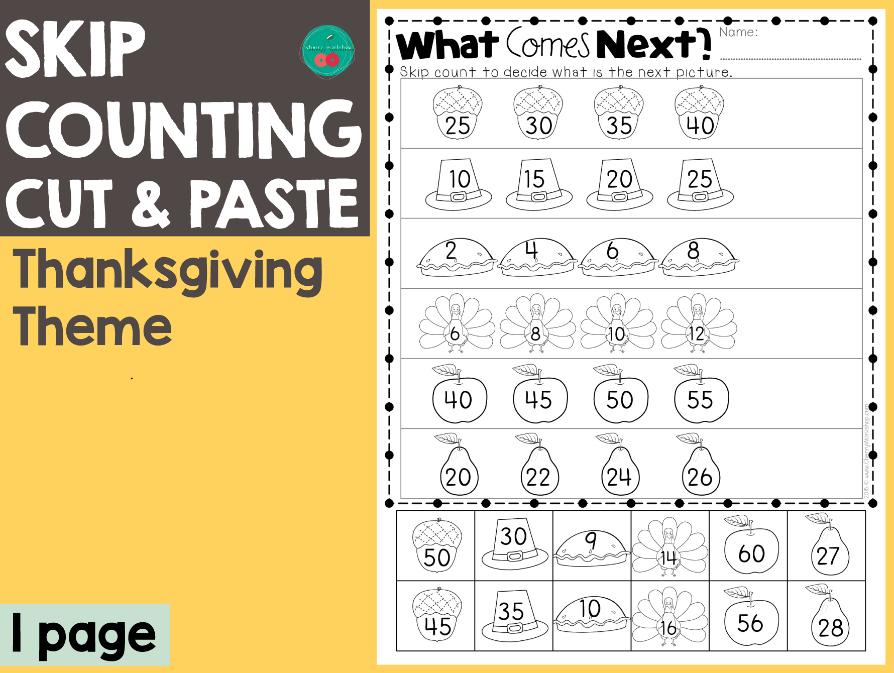 Thanksgiving Skip Counting | Thanksgiving Skip Counting Worksheets