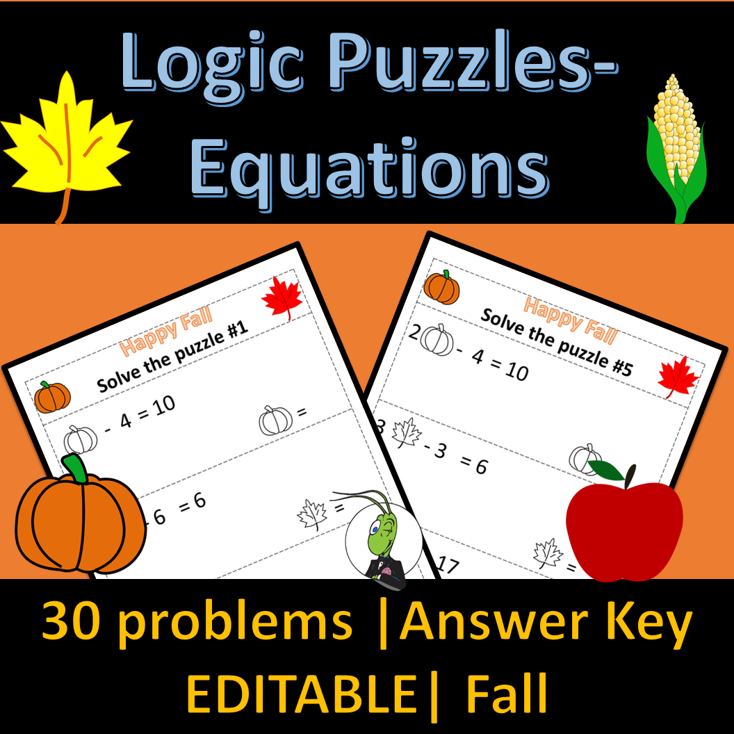 Thanksgiving Solving Equations Logic Puzzle | Algebra 1 - Classful | Thanksgiving Solving Equations Worksheets