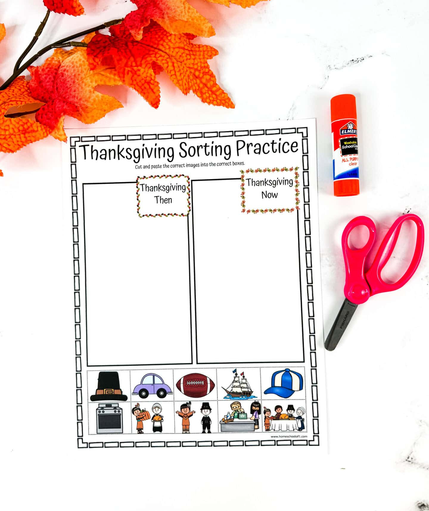Thanksgiving Sorting Worksheet (Then And Now) | Thanksgiving Then And Now Worksheet