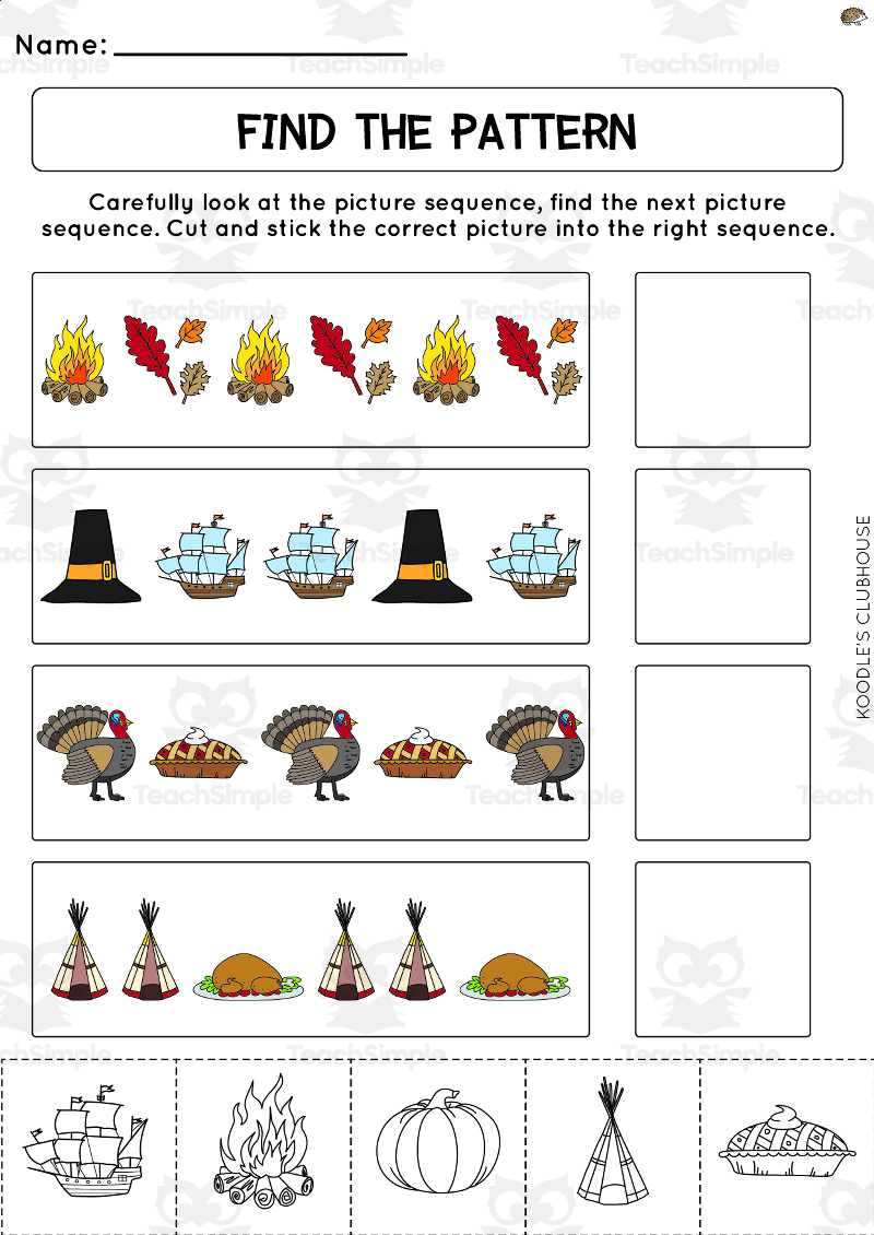 thanksgiving sorting worksheets thanksgiving pattern worksheets Thanksgiving Sorting Worksheets | Thanksgiving Pattern Worksheets