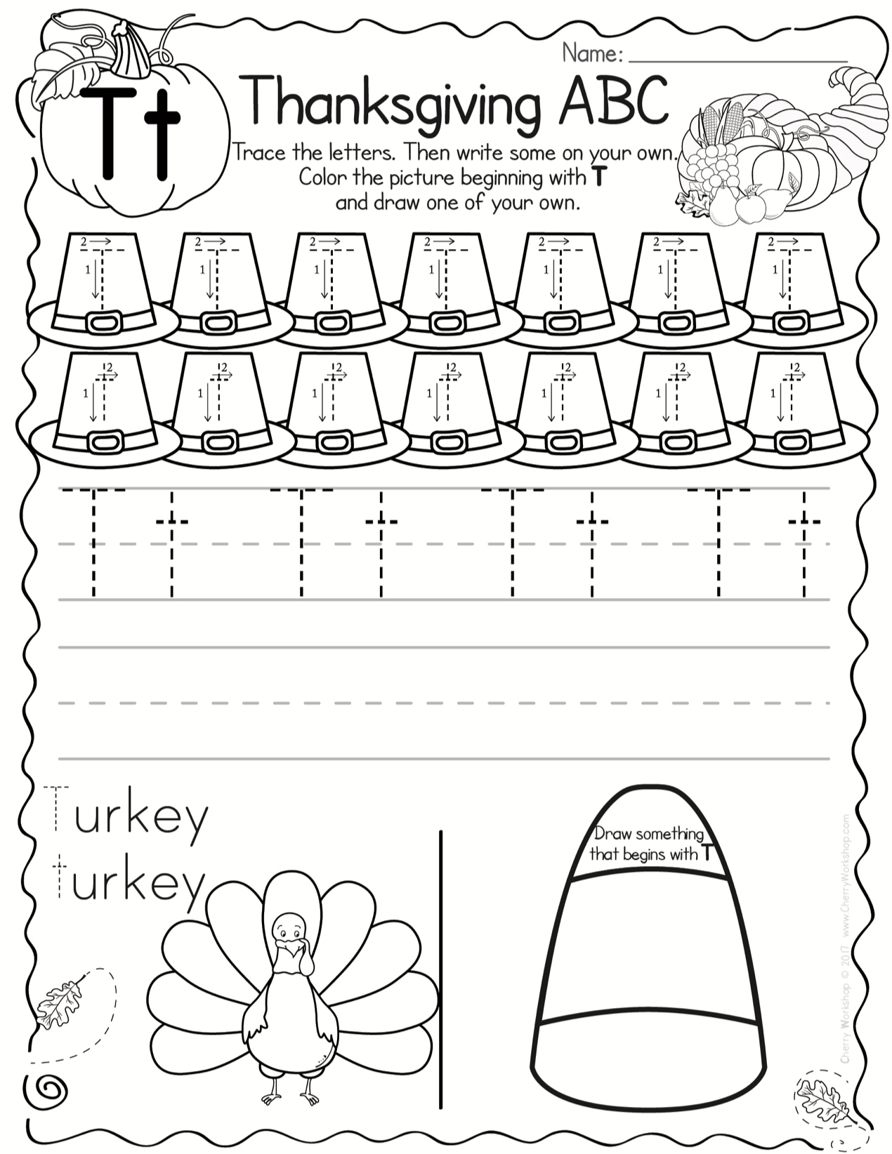 Thanksgiving Themed Abc Practice Pages | Thanksgiving ABC Worksheets