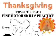 Thanksgiving Trace The Path Fine Motor Activities | Madeteachers | Thanksgiving Fine Motor Worksheets