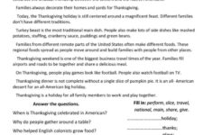 Thanksgiving Traditions Worksheet