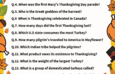 Thanksgiving Trivia Worksheet