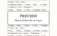 Thanksgiving Verbal Analogies - Enchanted Learning | Thanksgiving Analogies Worksheet Answer Key