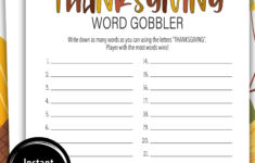 How Many Words Can You Make Out of Thanksgiving Worksheet
