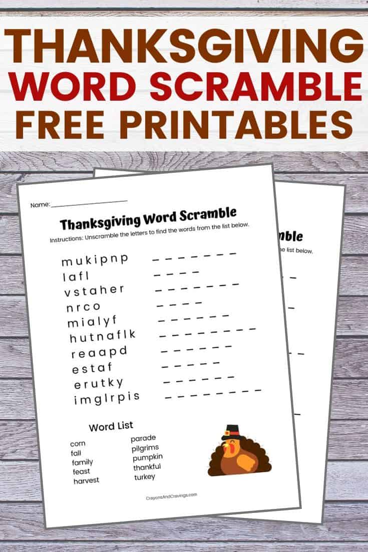 Thanksgiving Word Scramble Free Printable With Answer Key | Thanksgiving Word Scramble Worksheet Answers