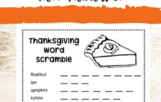Thanksgiving Word Scramble Worksheet Answers