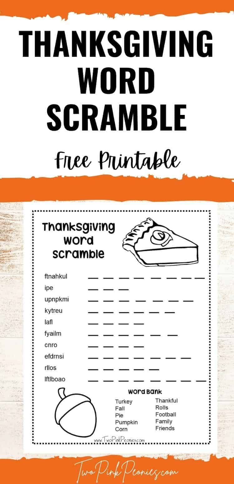 Thanksgiving Word Scramble With Answer Key {Instant Download} | Thanksgiving Word Scramble Worksheet Answers