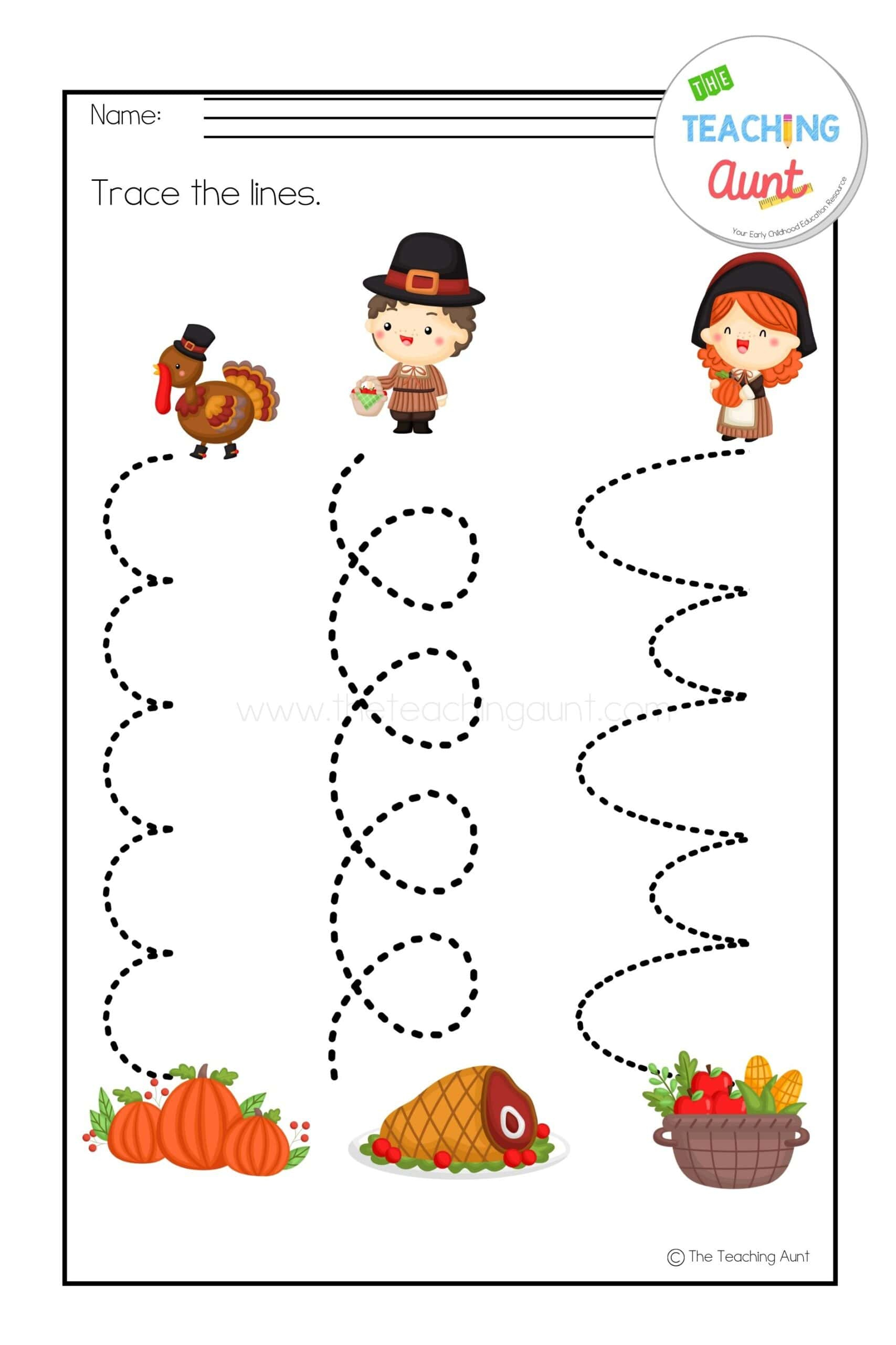 thanksgiving worksheets for preschool the teaching aunt tracing thanksgiving worksheets Thanksgiving Worksheets For Preschool - The Teaching Aunt | Tracing Thanksgiving Worksheets