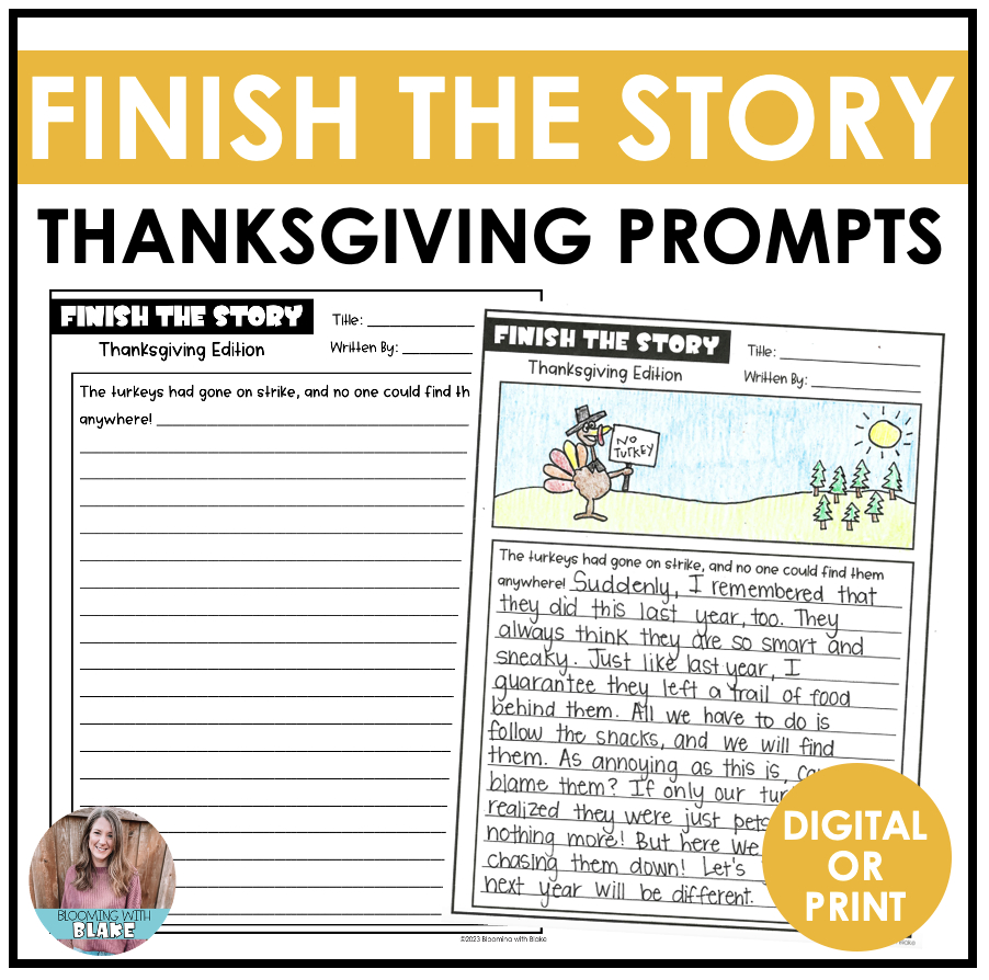 Thanksgiving Writing Activity Finish The Story Creative Writing | Thanksgiving Creative Writing Worksheets