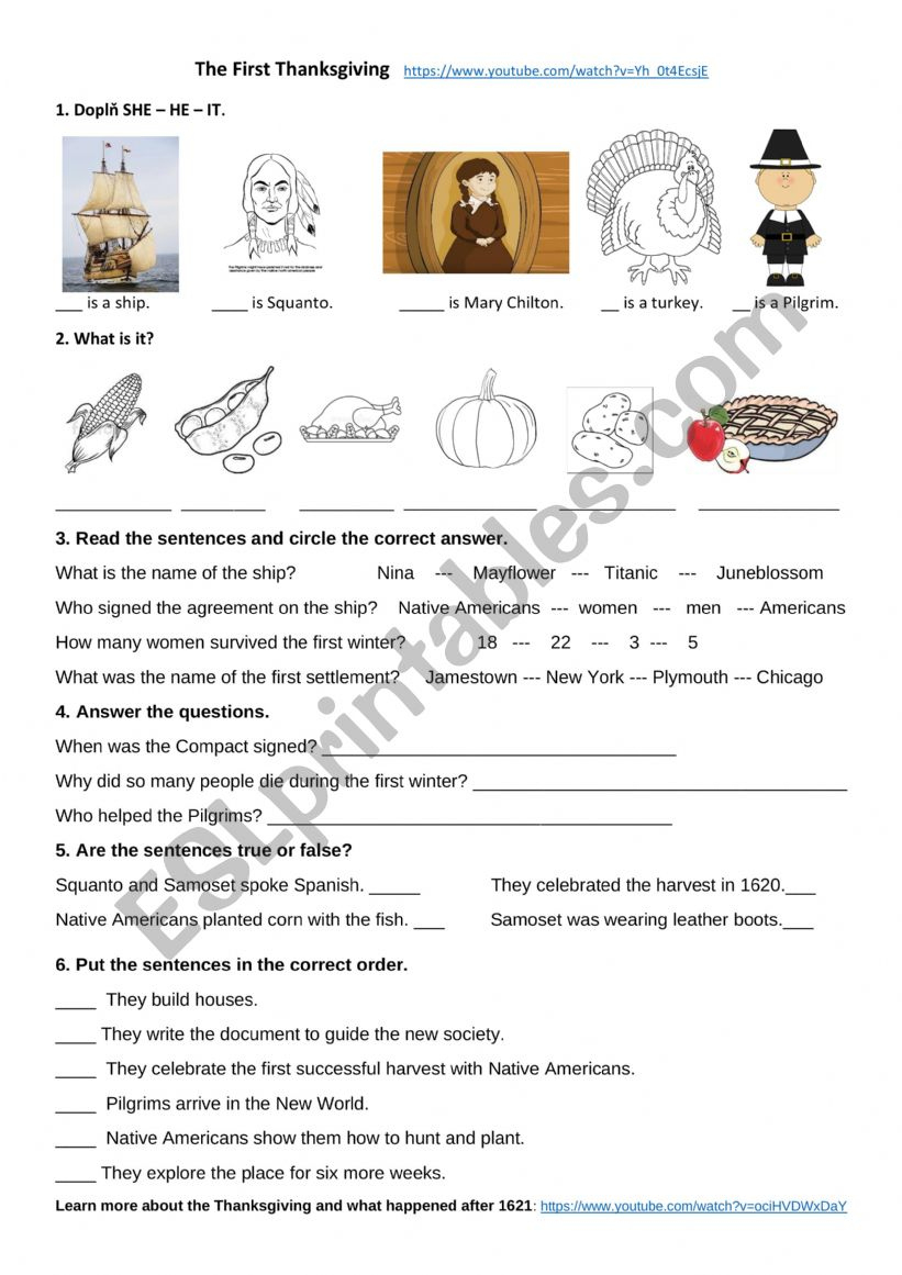 The First Thanksgiving - Esl Worksheetedemianova | The First Thanksgiving Worksheet Answers