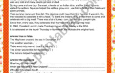 The First Thanksgiving Worksheet Answers