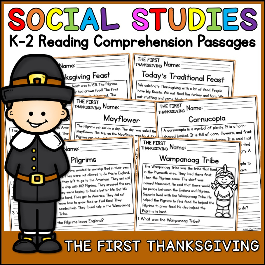 The First Thanksgiving Social Studies Reading Comprehension | Thanksgiving Social Studies Worksheets