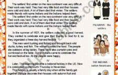 History of Thanksgiving Worksheet