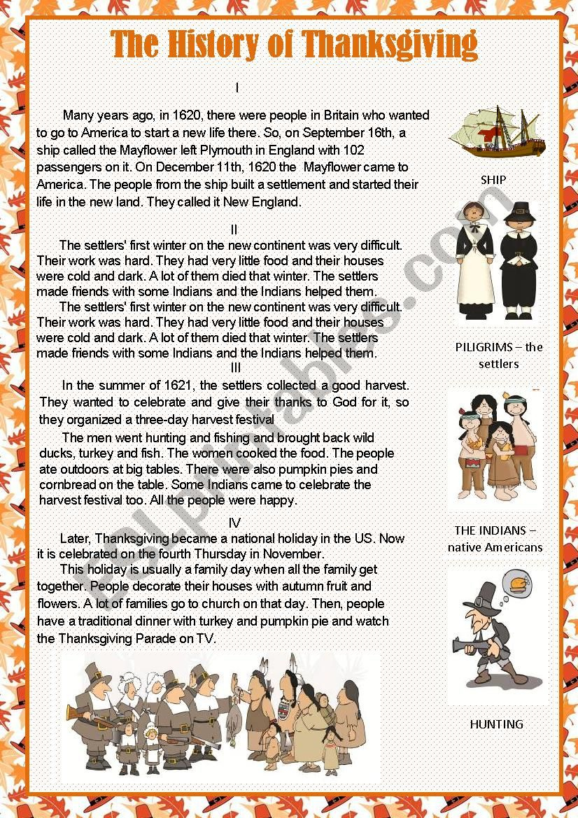 the history of thanksgiving esl worksheetlediti history of thanksgiving worksheet The History Of Thanksgiving - Esl Worksheetlediti | History Of Thanksgiving Worksheet