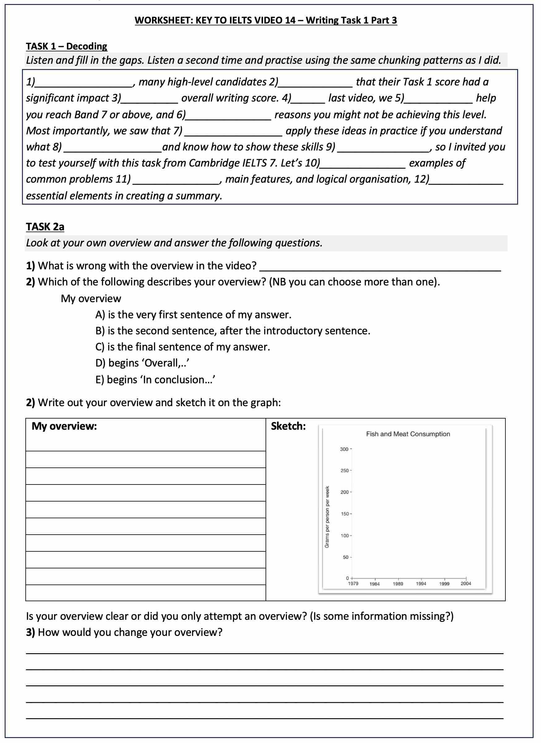 The Key To Ielts Academic Writing Task 1 Part 3 Video Worksheet | Ielts Printable Worksheets