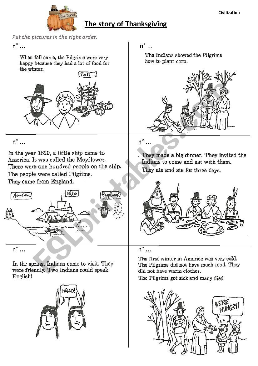 The Story Of Thanksgiving - Esl Worksheetrosebay | The Story Of Thanksgiving Worksheet