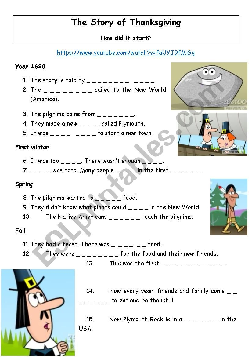 The Story Of Thanksgiving - Esl Worksheetsorciã¨re | The Real Story of Thanksgiving Worksheet
