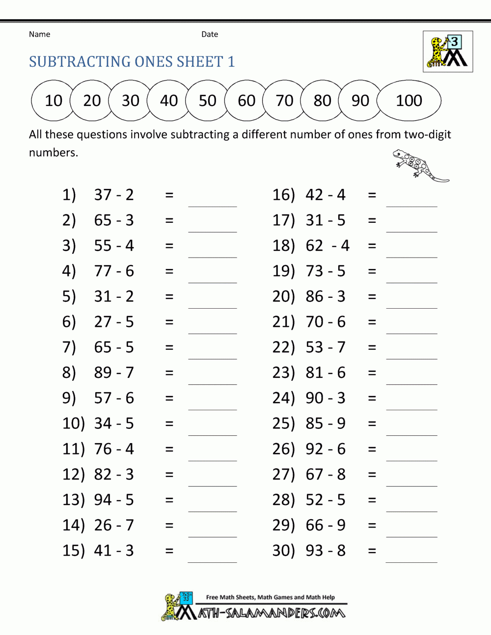Third Grade Subtraction Worksheets | Printable Subtraction Worksheets For 3Rd Grade