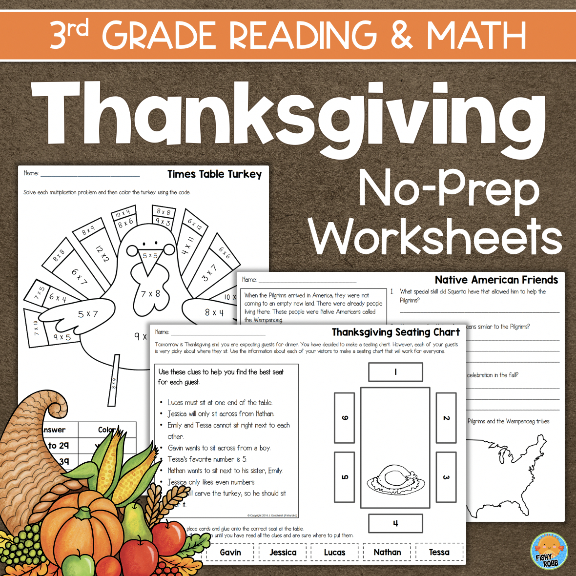 Third Grade Thanksgiving Math &amp;amp; Reading Activities | Madeteachers | 3rd Grade Thanksgiving Worksheets